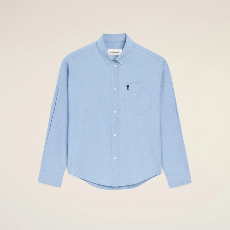 Blue Cotton Boxy Embroidered Ami De Coeur Shirt White AUTO-DRAFT | Fragment Clothing