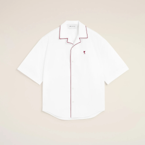 White cotton short-sleeve shirt with Ami de Coeur arrow Red | Fragment Clothing