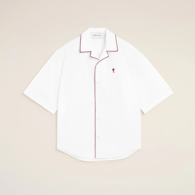 White cotton short-sleeve shirt with Ami de Coeur arrow Red White cotton short-sleeve shirt with Ami de Coeur arrow Red | Fragment Clothing