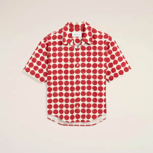 Red polka-dot boxy cotton short-sleeve shirt White | Fragment Clothing