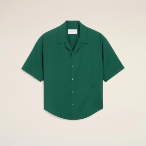 Green boxy viscose twill short-sleeve shirt Black | Fragment Clothing