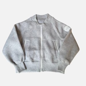 Canada Goose Light Grey Knit Fleece Bomber Jacket | Fragment Clothing