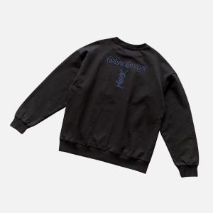 Black Cotton Round Neck Full Sleeves | Fragment Clothing - View 2