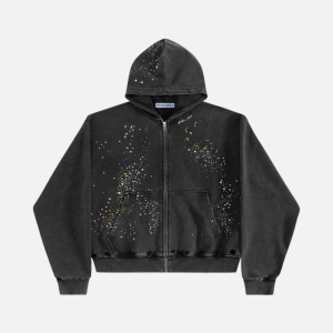 Aelfric Eden Pleated Metal Button Denim Jacket Black | Fragment Clothing - View 2