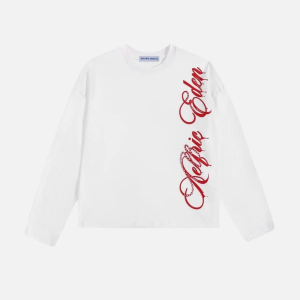 Aelfric Eden Boxy Script Long Sleeve Tee White | Fragment Clothing - View 2