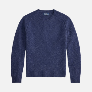 Suede-Patch Wool-Cashmere Sweater Blue | Fragment Clothing - View 2
