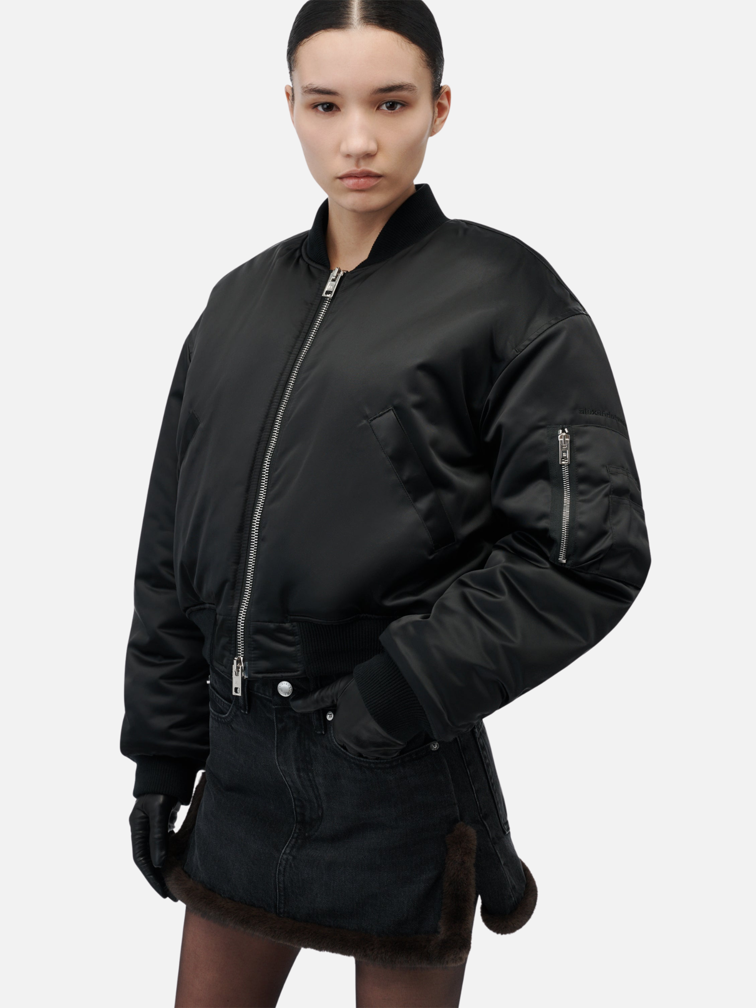 Faux Fur Lined Bomber Jacket Black Faux Fur Lined Bomber Jacket Black | Fragment Clothing
