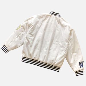 Aime Leon Dore Cream Satin Baseball Bomber Jacket | Fragment Clothing