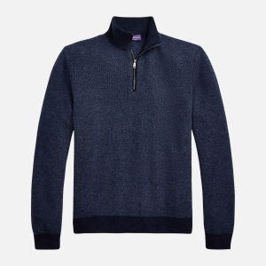 Birdseye Cashmere Quarter-Zip Sweater Navy | Fragment Clothing - View 2