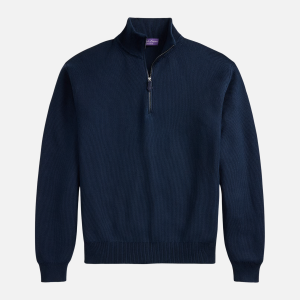 Honeycomb Silk-Blend Quarter-Zip Sweater Navy | Fragment Clothing - View 2