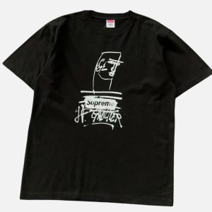 Supreme x Jean Paul Gaultier Line Art Logo T-Shirt Black | Fragment Clothing