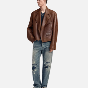 Biker Leather Jacket Brown | Fragment Clothing