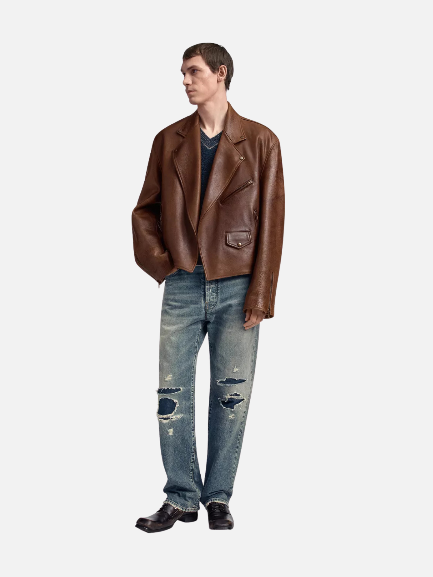 Biker Leather Jacket Brown Biker Leather Jacket Brown | Fragment Clothing