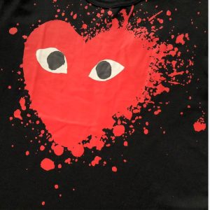 Comme des Garçons PLAY Splatter Heart Tee – Black | Fragment Clothing - View 2