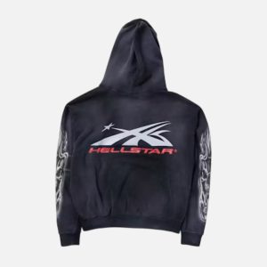 Hellstar Flame Skull Logo Pullover Hoodie - Black | Fragment Clothing Streetwear - View 2