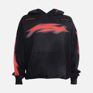 Hellstar Studios Red Flame Sport Hoodie - Black | Fragment Clothing Streetwear