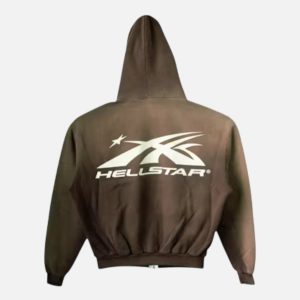 Hellstar Studios Washed Zip-Up Hoodie - Brown | Fragment Clothing Streetwear - View 2