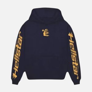Hellstar Studios Flame Face Logo Pullover Hoodie - Navy | Fragment Clothing Streetwear