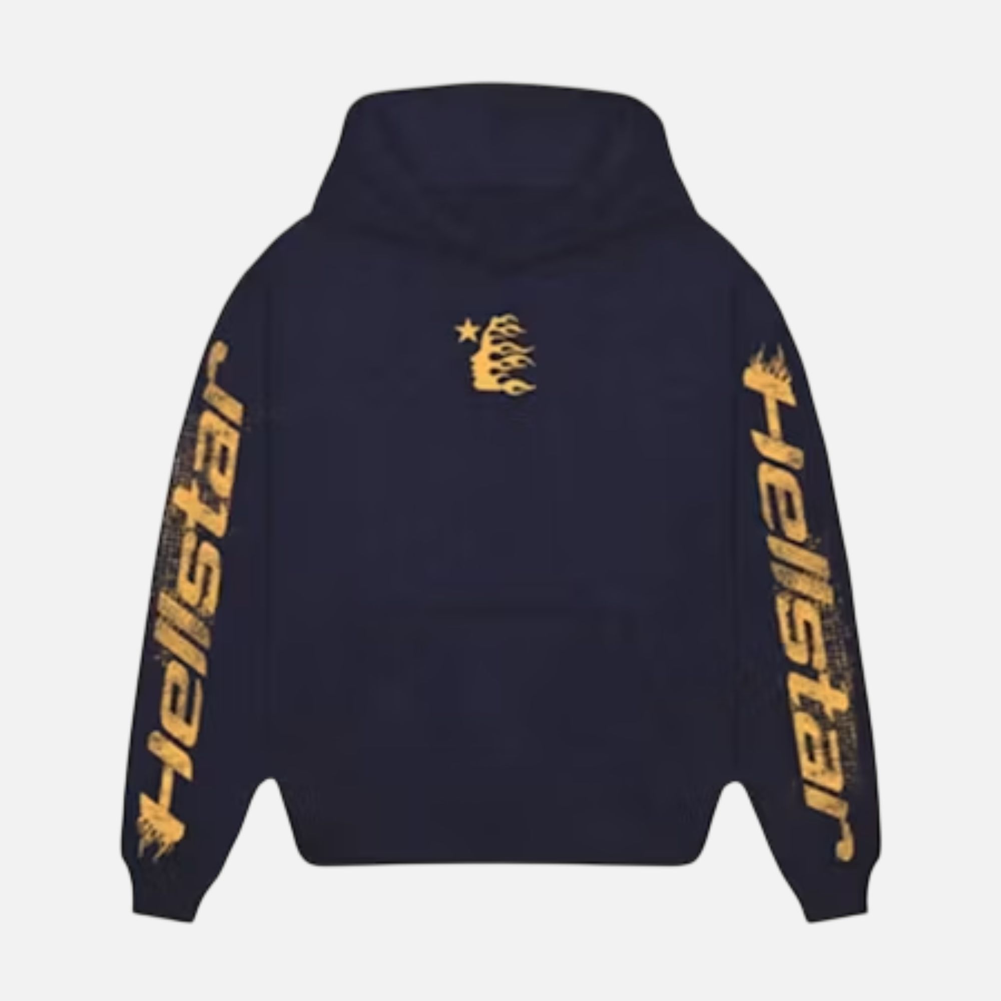 Hellstar Studios Flame Face Logo Pullover Hoodie - Navy Hellstar Studios Flame Face Logo Pullover Hoodie - Navy | Fragment Clothing Streetwear
