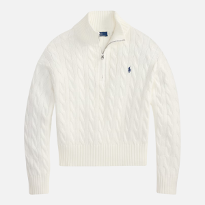 Cable Wool-Cashmere Half-Zip Jumper Off White | Fragment Clothing - View 2