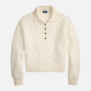 Cable-Knit Wool-Cashmere Polo Jumper Brown | Fragment Clothing - View 2