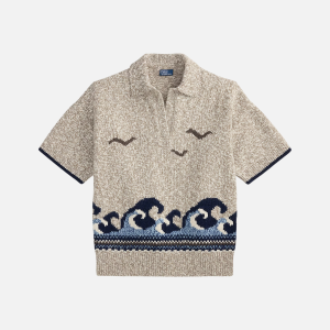 Wave-Motif Wool-Blend Jumper Grey