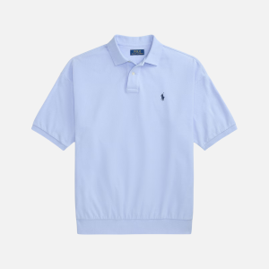 Relaxed Fit Mesh Polo Shirt Sky Blue | Fragment Clothing - View 2