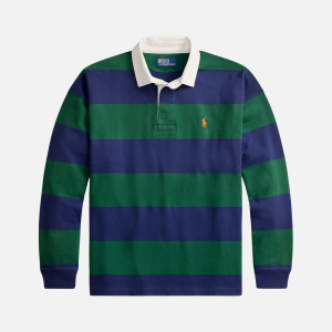 Big Fit Striped Jersey Rugby Shirt Green/Blue | Fragment Clothing - View 2
