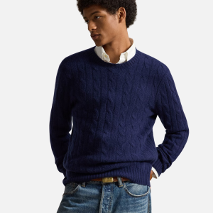 The Iconic Cable-Knit Cashmere Sweater Navy | Fragment Clothing