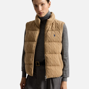 Cable-Knit Wool-Cashmere Zip Gilet Light Brown (Copy) | Fragment Clothing