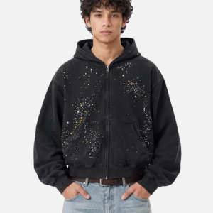 Aelfric Eden Rhinestone Regular Zip Up Hoodie Black (Copy) | Fragment Clothing