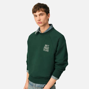 Green Cotton "Don't forget to love" Sweatshirt | Fragment Clothing