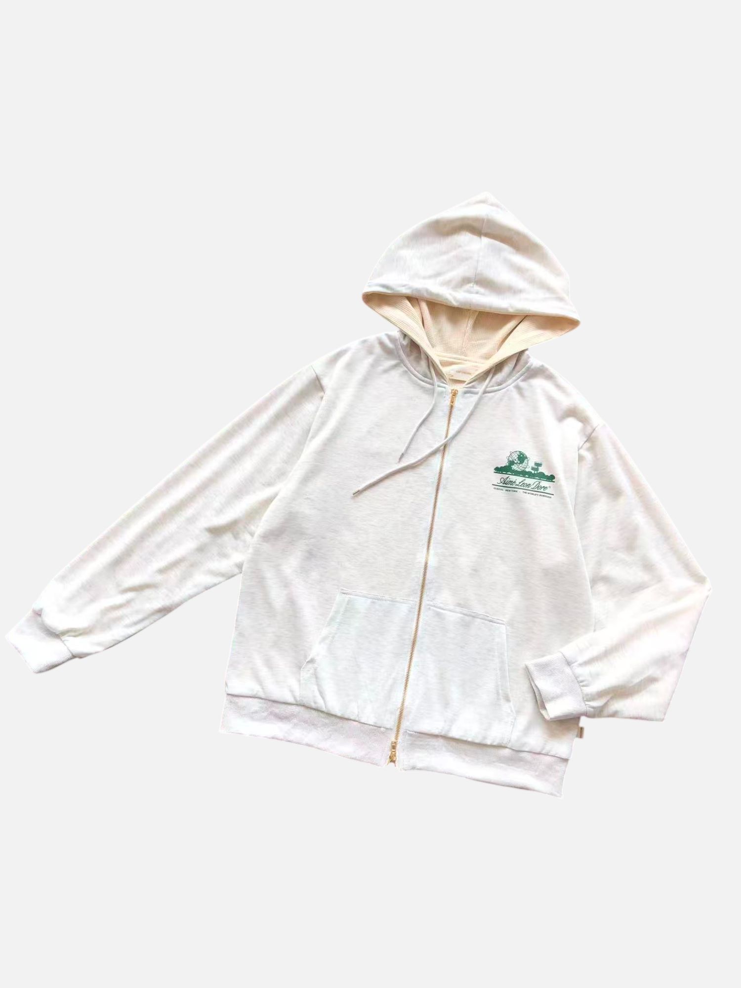 Aimé Leon Dore Oatmeal Graphic Chest Logo Full-Zip Hoodie Aimé Leon Dore Oatmeal Graphic Chest Logo Full-Zip Hoodie | Fragment Clothing