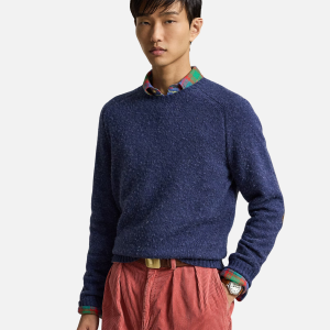 Suede-Patch Wool-Cashmere Sweater Blue (Copy) | Fragment Clothing