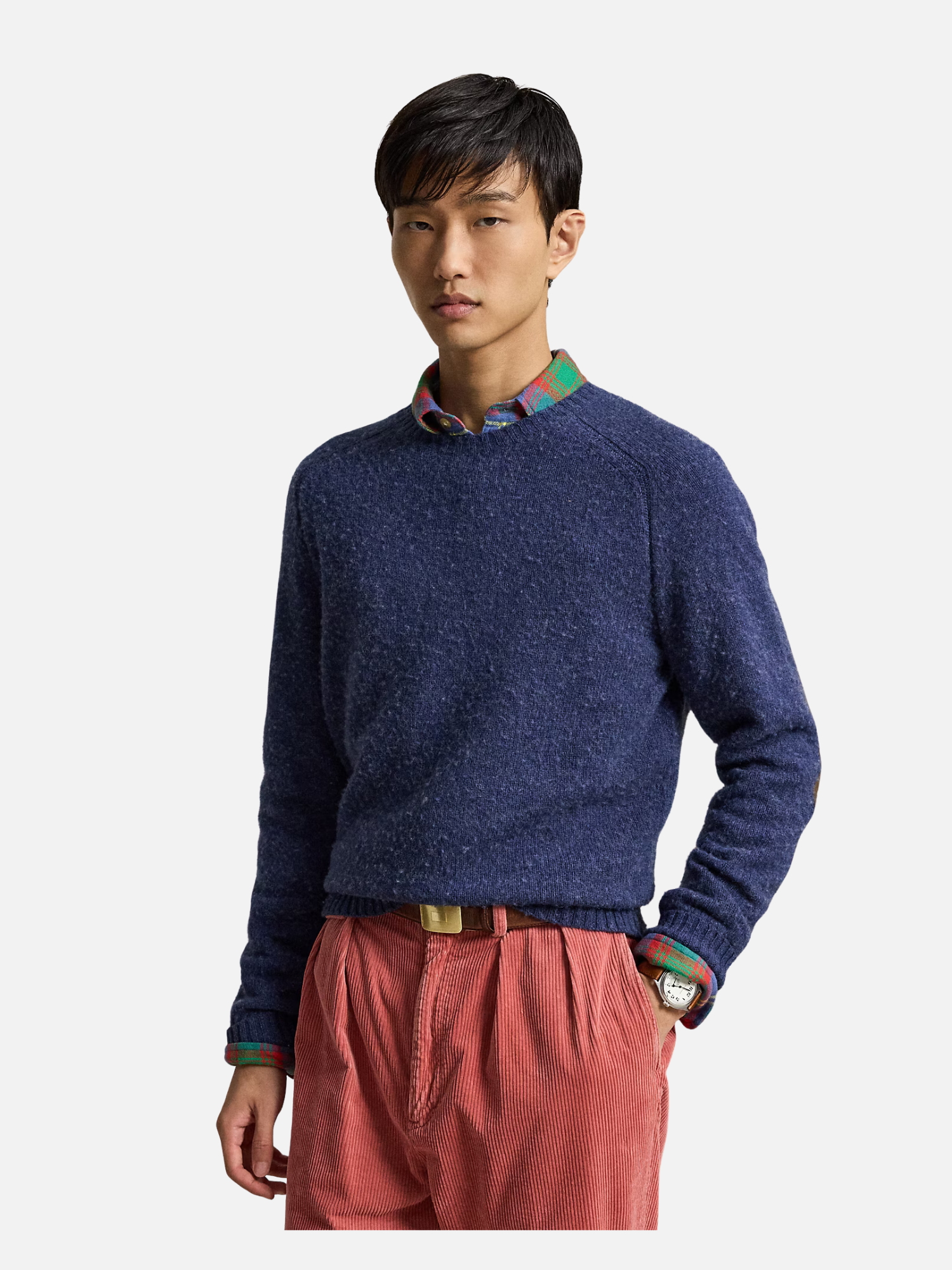 Suede-Patch Wool-Cashmere Sweater Blue Suede-Patch Wool-Cashmere Sweater Blue (Copy) | Fragment Clothing