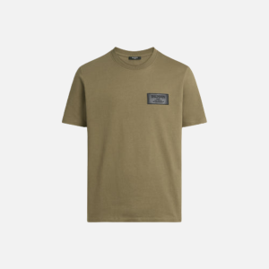 T-Shirt with Balmain Vintage Leather Label Khaki | Fragment Clothing