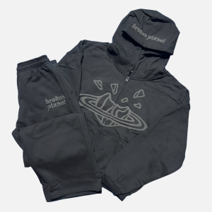BROKEN PLANET MIDNIGHT BLACK ZIP UP TRACKSUIT | Fragment Clothing