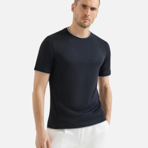 Crew Neck T-Shirt With Faux-Layering Black | Fragment Clothing