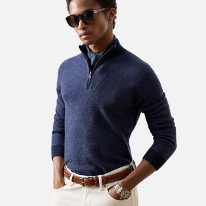 Birdseye Cashmere Quarter-Zip Sweater Navy (Copy) | Fragment Clothing