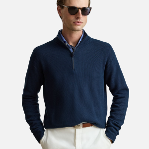 Honeycomb Silk-Blend Quarter-Zip Sweater Navy (Copy) | Fragment Clothing