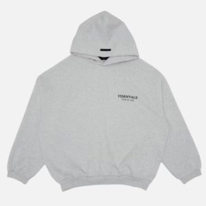 Fear of God Essentials Heather Grey Chest Logo Hoodie | Fragment Clothing Streetwear