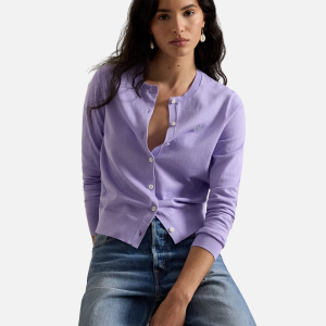Stretch Cotton-Blend Crewneck Cardigan Purple (Copy) | Fragment Clothing