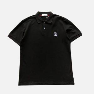 Brunello Cucinelli Short-Sleeve Cotton Polo – Black | Fragment Clothing