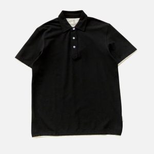 Brunello Cucinelli Short-Sleeve Tipped Cotton Polo – Black | Fragment Clothing