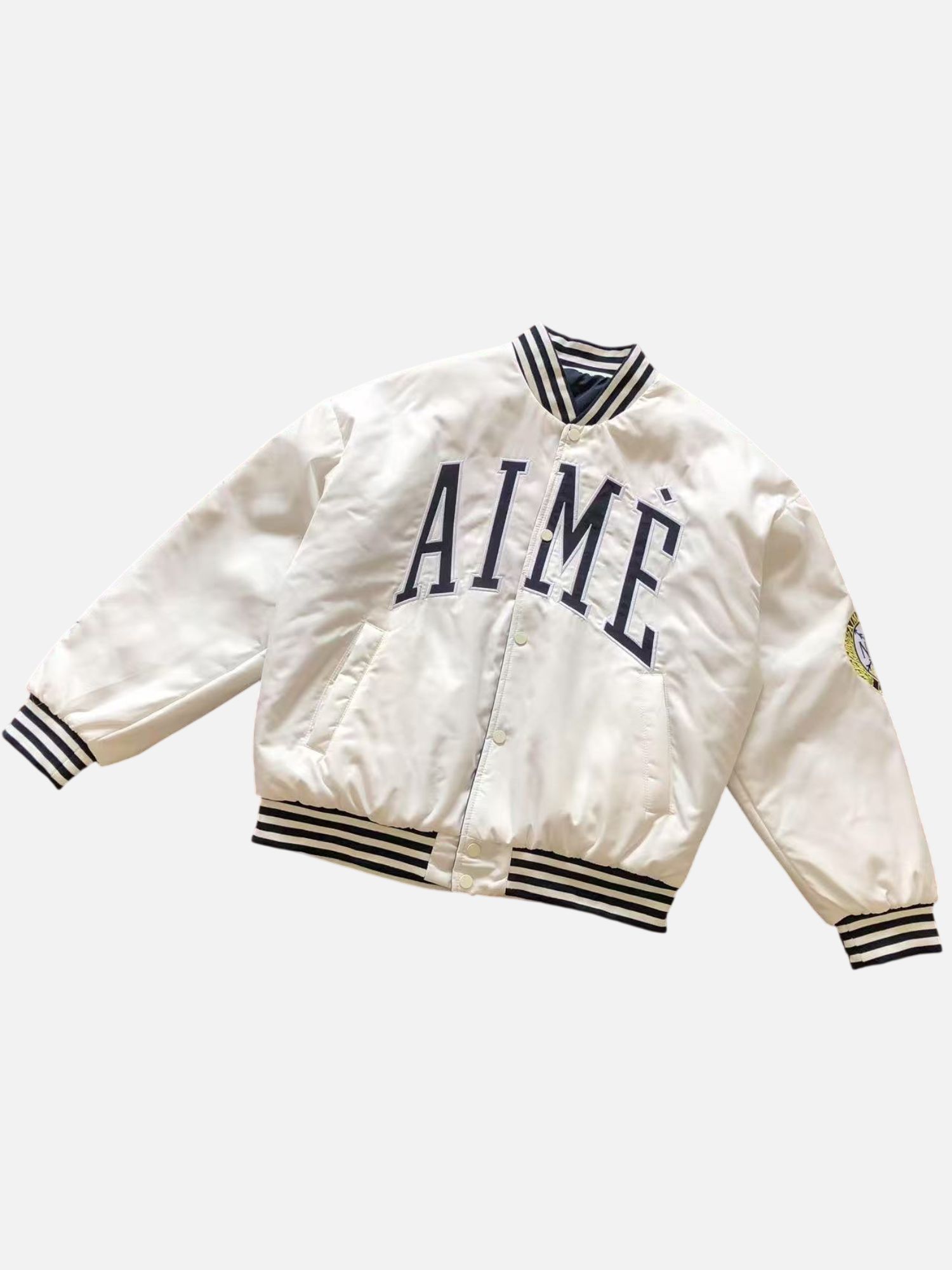 Aime Leon Dore Cream Satin Baseball Bomber Jacket Aime Leon Dore Cream Satin Baseball Bomber Jacket | Fragment Clothing