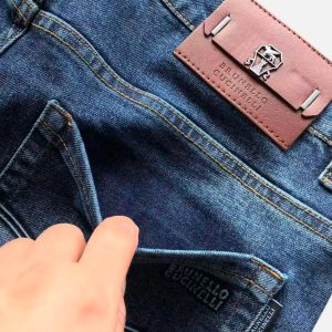 Brunello Cucinelli Blue Five-Pocket Cotton Denim Jeans | Fragment Clothing - View 2