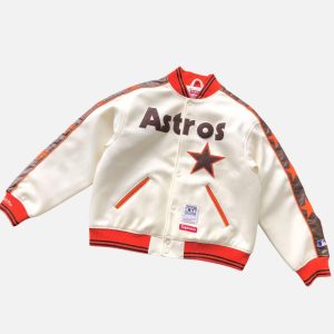 Supreme x Mitchell & Ness MLB Houston Astros Satin Jacket Cream | Fragment Clothing