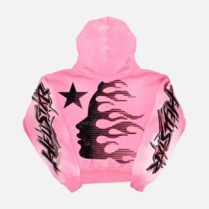 Hellstar Studios Graphic Logo Flame Hoodie - Pink | Fragment Clothing Streetwear - View 2