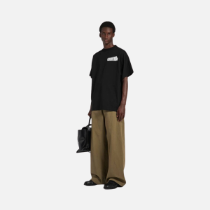 Men's Silver Tape Balenciaga Back Oversized T-shirt in Black | Fragment Clothing - View 2