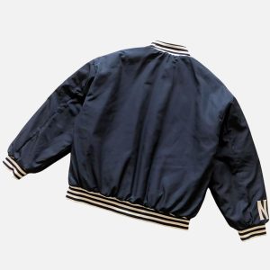 Aime Leon Dore Striped-Trimmed Satin Snap-Front Varsity Jacket | Fragment Clothing